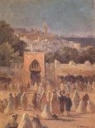 Eugene Delahogue Place du marche a Tanger (mk32) oil on canvas